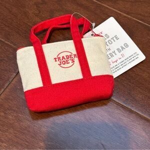 Trader Joe's Red micro Tote Bag with reusable bag holiday collection gift